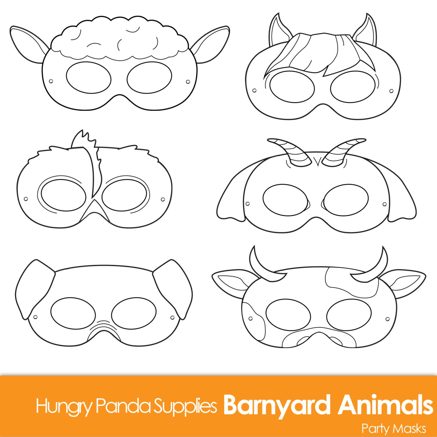 Barnyard Animals Printable Coloring Masks farm animal mask