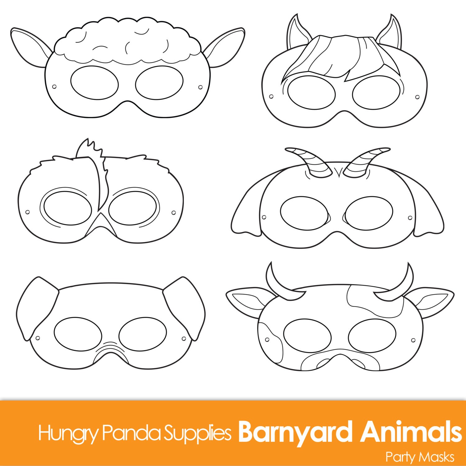 Barnyard Animals Printable Coloring Masks Farm Animal Mask