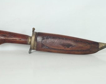 Vintage Wood Handled Knife in Wooden Sheath, Wood Sheath and Handle, Collectible Weapons