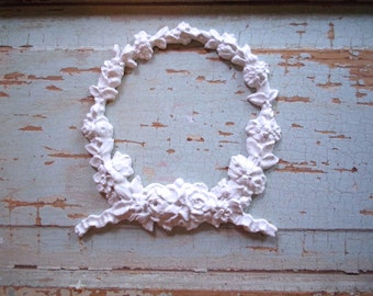 Shabby Chic FURNITURE APPLIQUES LARGE Floral Wreath Flexible Paintable