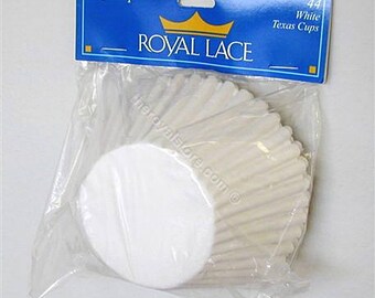 White Texas Muffin Baking Cups 3.37" dia., 44/PK, Made in the USA