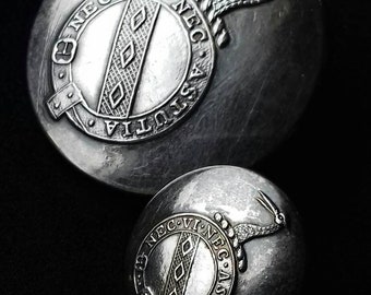Rare Irish Livery Buttons to the Waring Family Made by Clancy Dublin. Silver Plate the Large Button is 28mm Smaller 16mm.