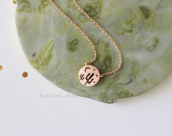 Dainty Rose Gold Cactus Necklace, Desert Night Charm Necklace. Dainty Necklace, Cactus Necklace,Birthday Gift, Bridesmaid Gift,9006