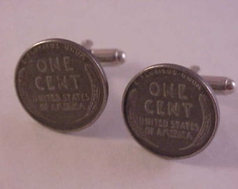1943 Lincoln Steel Wheat Penny Coin Cuff Links
