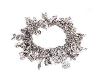 Charm Bracelet Kit, Do It Yourself Jewelry Making Kit, Over 50 Charms, Findings, Digital Instructions, Choose Full Kit or Charms Only, #100