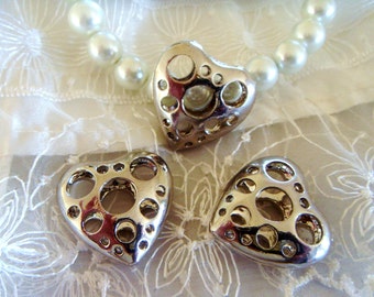 15% OFF SUMMER SALE Rhodium plated Heart 28mm/1.1" charm, pendant, connector - 1piece