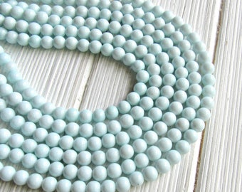 6mm aqua Malay jade, blue jade beads, full strand, 6mm jade beads, aqua blue gemstone, light blue beads, mashan jade, candy jade, amazonite
