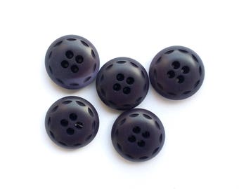 5 Large Vintage Navy Plastic Buttons, 28mm