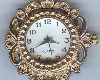 STUNNING Fancy Embellished Gold Round Watch Face 1 pc