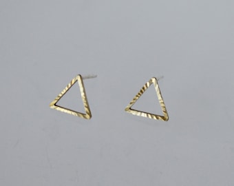 Triangle Earrings, Triangle Stud Earrings, Open Triangle Earrings, Brass Earrings, Golden Color Triangle Earrings, Geometric Earrings, Studs