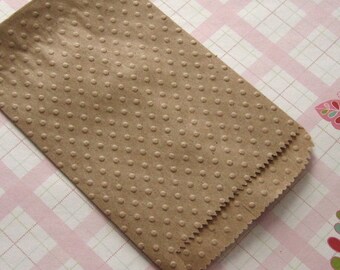 20 Embossed Kraft Paper Bags Polka Dots 3 1/4 x 5 1/4 inches