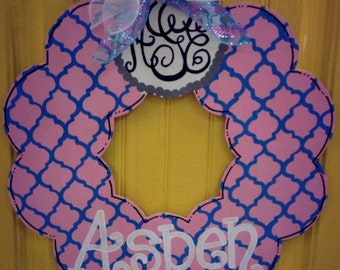 Monogrammed Wreath Door Hanger