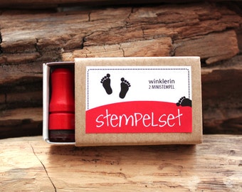 Mini Footprint Rubber Stamp // Set of 2 Mini Stamps