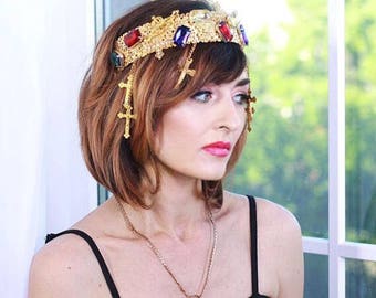 Lady Gaga Crown Lady Gaga "Judas" Jeweled Crown worn by Lady Gaga Gold