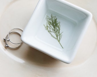 Nature Ring Dish Organizer, Small Jewelry Storage, Fern Ring Dish, Square Ring Dish, Minimalist Ring Holder, Flower Dish, Nature Lover Gift