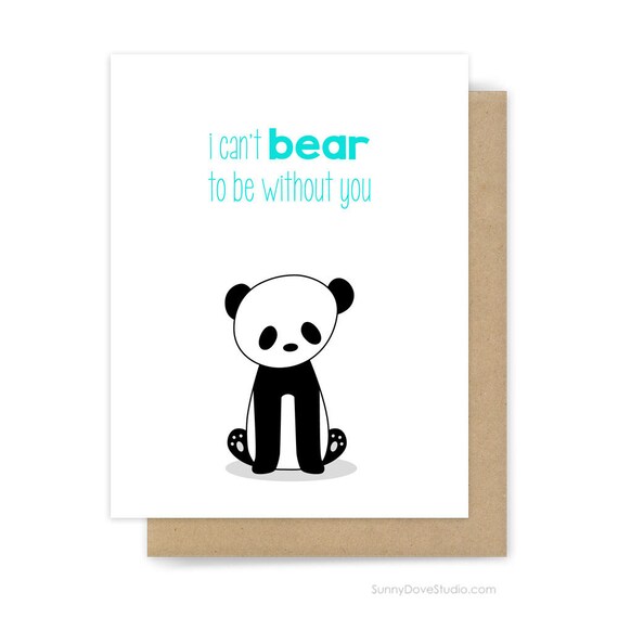 Panda I Miss You Card Cute Animal Pun Goodbye Farewell Leaving