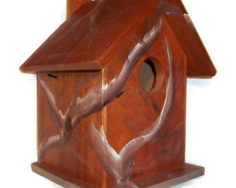 Cedar Bird House - Hand Crafted Birdhouse - MADE In The USA - Ready To Ship - White Birch Decorative Painted