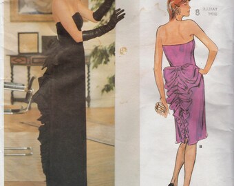 Vogue 1275 / Vintage Designer Sewing Pattern By Bellville Sassoon / Evening Dress Strapless Gown / Size 8