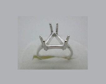 5x5mm -10x10 mm Trillion / Triangle 6-Prong Pre-Notched Sterling Silver Ring Settings Sz 7