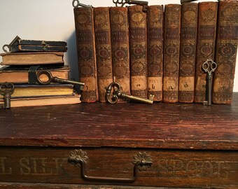 1765 Works of Dr. Jonathan Swift, Rare Leather-Bound Partial Book Set, Set of Nine (9) 18th Century Books