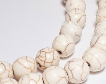 25pcs Howlite Stone Beads (Grade D) - Beige Beads - Boho Beads - Hippie Beads - Bohemian Beads 7x8mm Beads - B01442