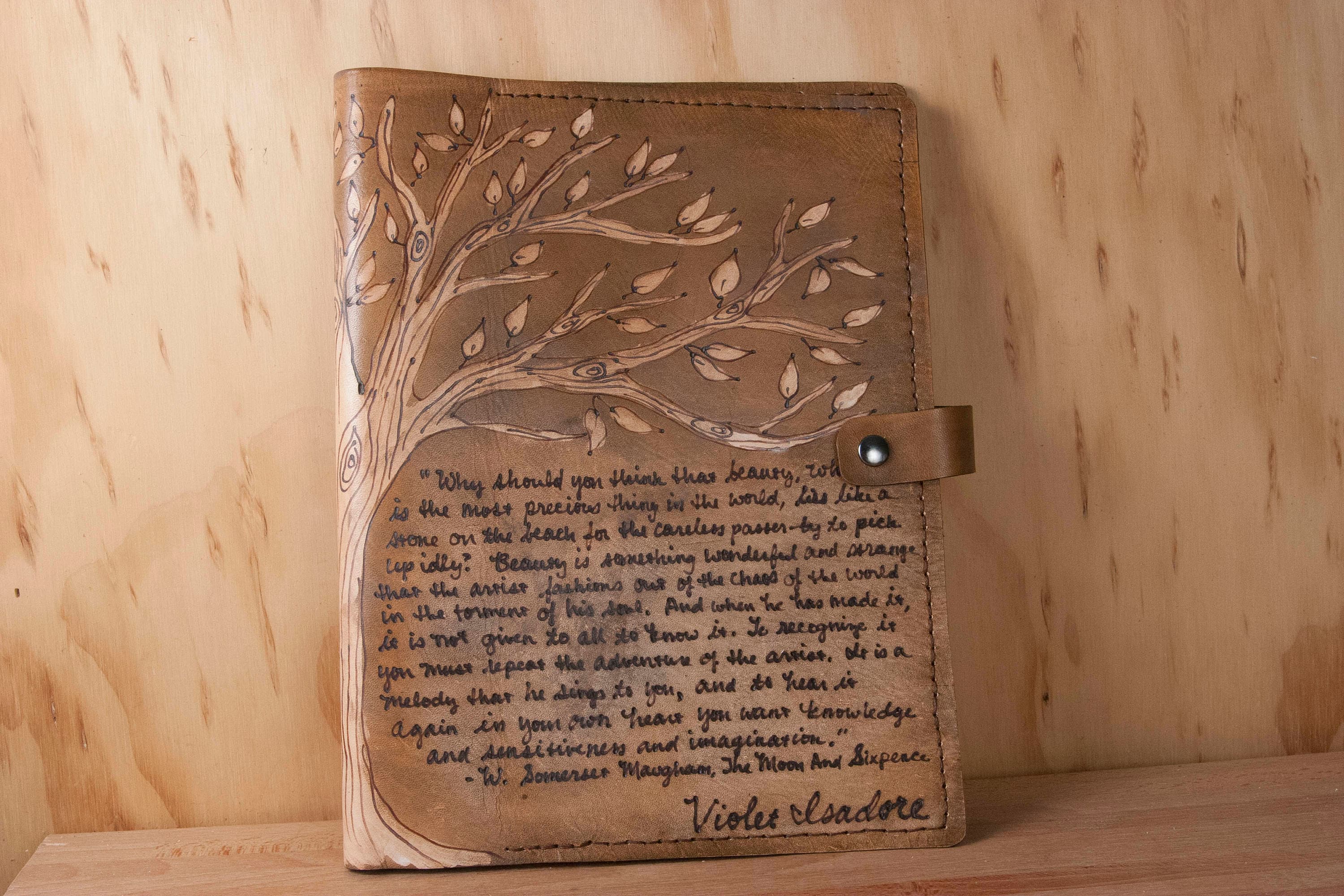 Custom Engraved Bible Cover Leather with Tree and