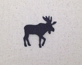 Moose Silhouette - Large - Facing RIGHT or LEFT - Iron on Applique - Embroidered Patch - 696128