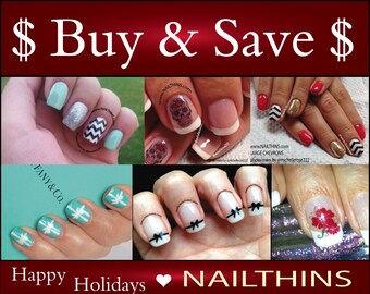 Christmas Nail Decal Savings Nail wraps for her Sale Multi Set Nail Art NAILTHINS