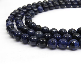 Dumortierite Beads, 8mm Beads, Blue Dumortierite, Rare Gemstone, Gemstone Beads, Blue Beads, Navy Blue Beads, 6mm Beads, Rare Beads Gemstone