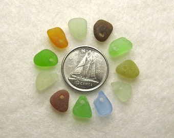 Genuine Sea Glass Charms Top Drilled Sea Glass Beads for Jewelry Making Beach Glass Sew on Beads