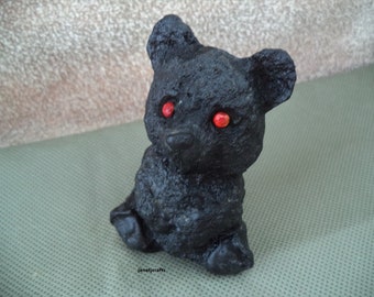 Coal figurine ,Bear coal figurine ,1980's figurine ,Stocking stuffer ,Lump of coal