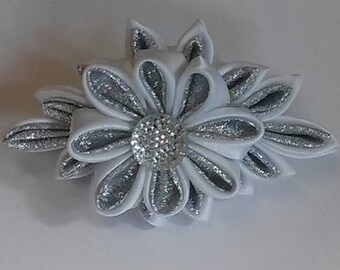 Kanzashi double flower hair clip