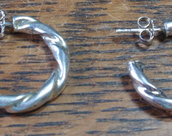 Twisted Sterling Hoop Earrings