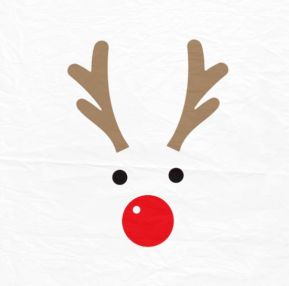 Rudolph Christmas Reindeer SVG Reindeer Face SVG Reindeer