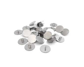 10mm Stainless Steel Button Base Blank, Pendant Base, Cabochon Setting, Bezel Blank Setting, DIY Jewelry, Jewelry Findings
