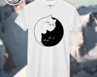 Yin Yang Cats Kittens T-SHIRT unisex top 100% Vegan Products and Prints!