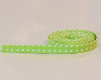 Double Fold Bias Tape Lime Green & White Polka Dot 3 yards