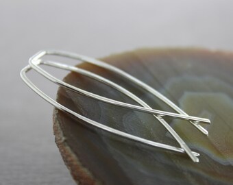 Modern simple squared open fish shape sterling silver earrings - Minimalist earrings - Modern earrings - Threader earrings - Trendy - ER141