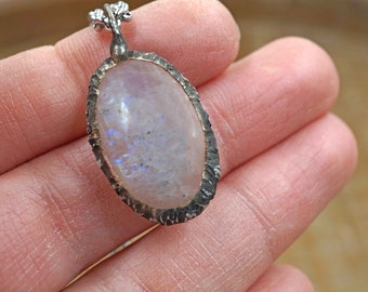 Rainbow Moonstone Pendant Necklace