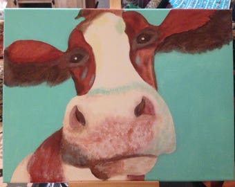 Cow canvas painting print - "Flossie"