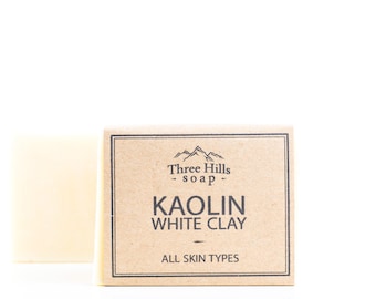 Kaolin White Clay Soap - All Skin Types,Unscented Soap, Natural Soap, Handmade, Vegan Soap, Palm Free Soap, Clay Soap, Cold Process Soap
