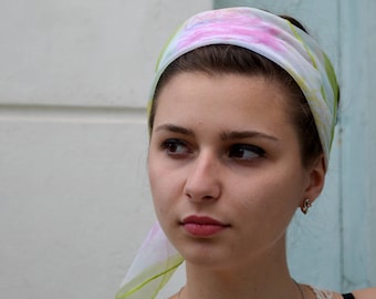 Floral Bandana Scarf, Neckerchief, small kerchief, Neck Scarf, Square Scarf, Neck Tie Scarf, transparent floral scarf, head scarf