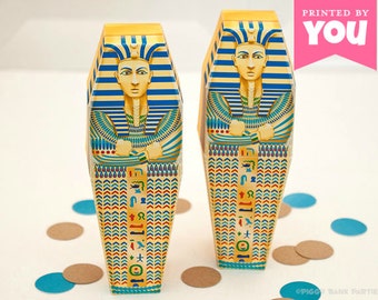 Egyptian Sarcophagus Favor Box : Print at Home Full-Color Template | Pharaoh Mummy Party | DIY Printable | Digital File - Instant Download