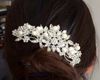 Pearl Bridal Comb, Floral Wedding Comb, Bridal Hair Comb, Wedding Hair Accessory, Crystal Hair Comb, Pearl Comb, Bridal Headpiece - Lovely