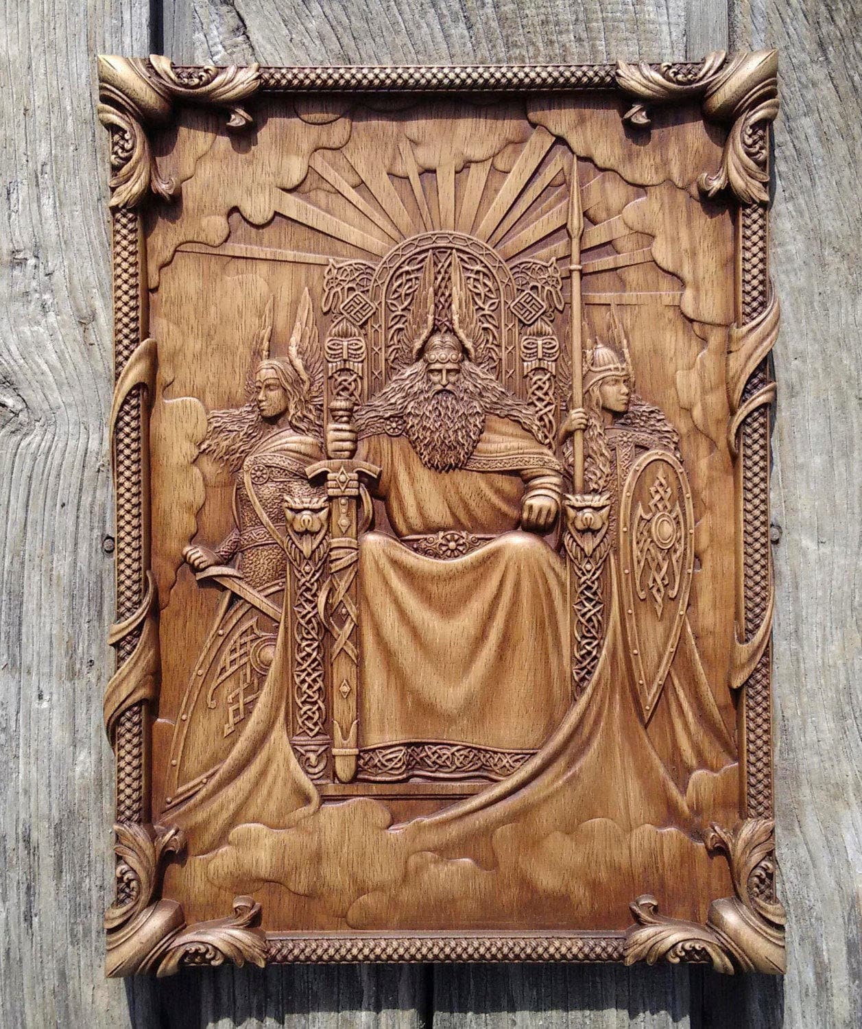 Odin Valkiria Valhalla Vikings Home Decor Art Norse Wood