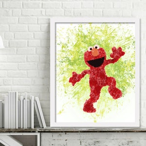 Elmo Watercolor Wall Art, Watercolor Elmo Print, Sesame Street Nursery Decor, Elmo Birthday Party Decor