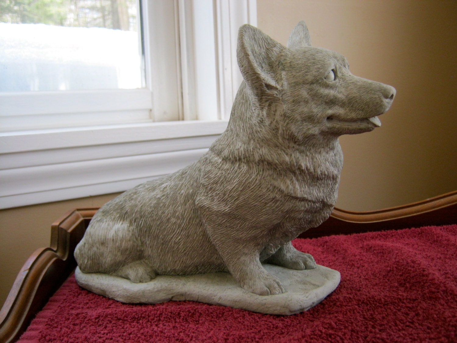 cement corgi statue