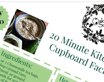 Make your own 20 minute Kitchen Cupboard natural Facial at home, Instant digital Downloadable PDF recipe.