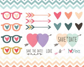 Wedding Clipart Design,Valentines Day,Valentine's clipart, Love,Hearts,Pink,Chevron,invitation card Wd010 Personal and Commercial Use.