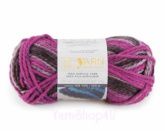 BLACK RASPBERRY Ombre. Bulky Yarn. All Things You Yarn Premium Acrylic. Pink, Black, Grey. Soft Bulky. Same as Charisma Black Raspberry.